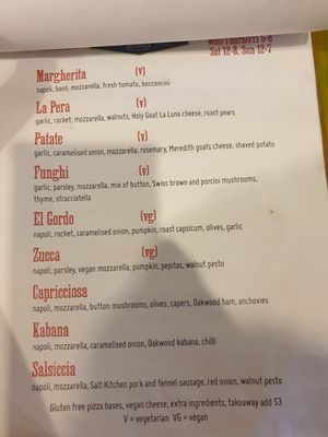 Pizza menu at Shedshaker Brewing Company in Castlemaine