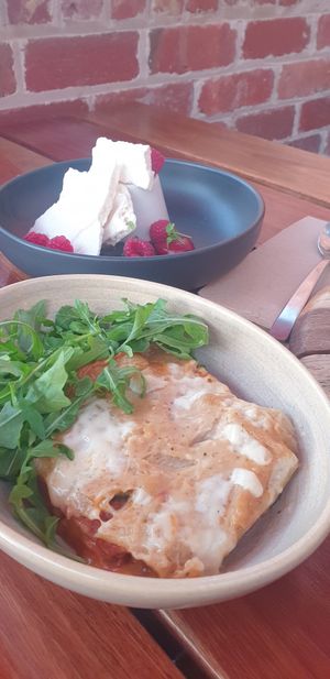 Vegan lasagna & panna cotta at Shedshaker Brewing Company in Castlemaine