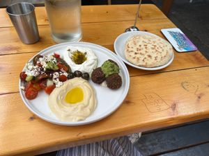 Really fast from ordering to eating. Wonderful outdoor seating so delicious!  at Shalom Y'all in Portland