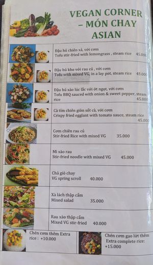 Asian menu. CAUTION: seems to be all vegan, but the Western dishes are not at Chez Oanh Cafe in Phan Thiet