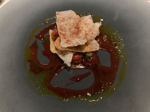 Vegan course Paprika and Rice Millefeuille at FARO in Tokyo