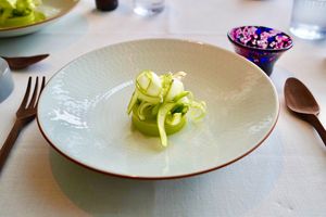 Green Asparagus Panna Cotta at FARO in Tokyo