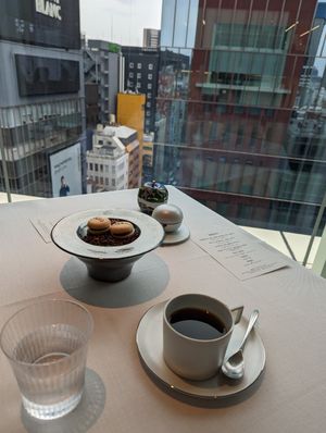 Coffee and one of the desserts at FARO in Tokyo