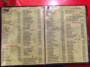 Menu Card. at Parivar Restaurant in Gangtok
