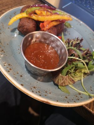 Vegan meat balls on second menu (menu changes at 11h) at ABZ - The Distilling House in Aberdeen