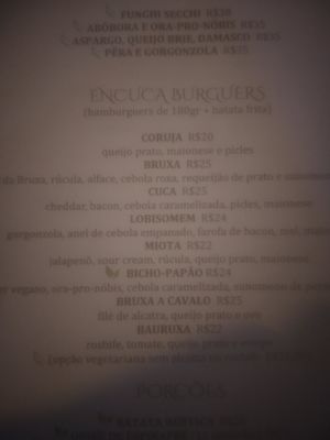 Menu at A Bruxa Gastropub in Sao Luiz Do Paraitingha