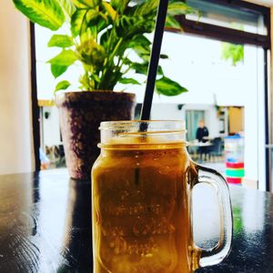 Iced coffee with oat milk at Love by Noya in Estepona