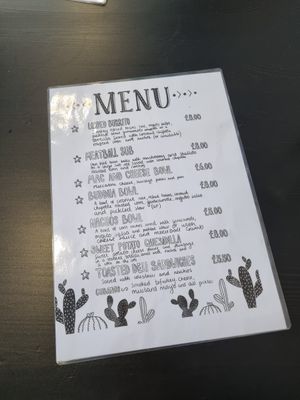 The menu at Sin Carne Cantina in Matlock