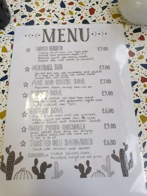 Food menu at Sin Carne Cantina in Matlock