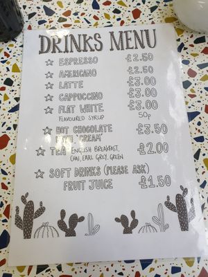 Drink menu at Sin Carne Cantina in Matlock