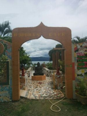 great patio at Buddha Cafe in Samosir