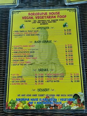 Menu at Buddha Cafe in Samosir