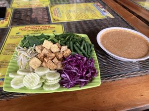 Java salad with sate / peanut dressing   at Buddha Cafe in Samosir
