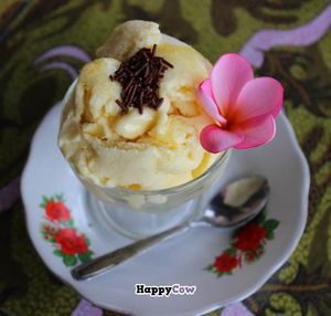 Vegan mango/passion fruit Ice cream at Buddha Cafe in Samosir