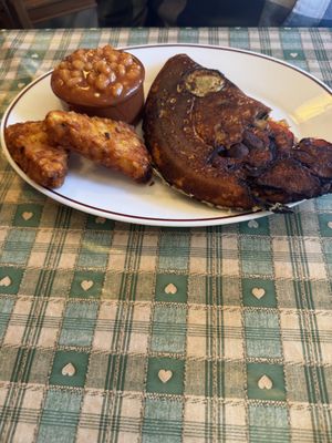 Vegan omelette with hash thrown and beans   at Katie's Homemade Kitchen in Marsden