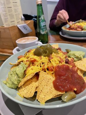I ordered nachos and a flat white   at Lemon Grove Cafe in Tavistock
