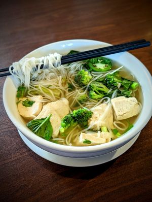 Vegan Pho with Steamed Tofu at Le's Kitchen in Danbury