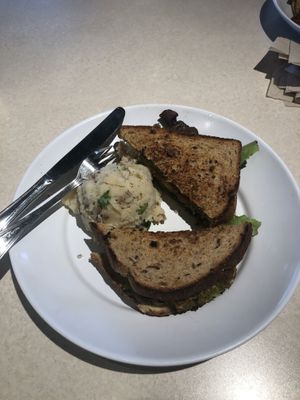 Falafel lettuce tomato with potato salad at Zoës Kitchen in Mount Pleasant