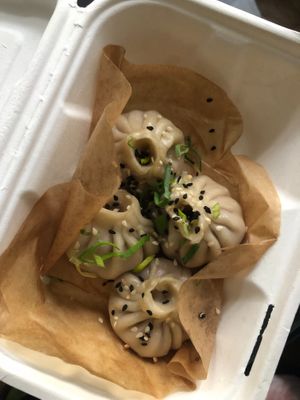 Nepali Momo dumplings with minced vegan "meat" with cabbage.  at Dim Sum Spot - Letná in Prague