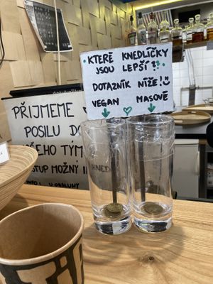 Nice tip jars at Dim Sum Spot - Letná in Prague