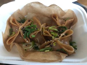 with vegan "chicken" at Dim Sum Spot - Letná in Prague