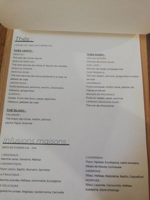 Drink menum at Millefolium in Pau