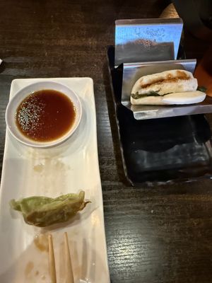 Vegan gyozas and tofu buns. Both delicious. Sorry we had almost eaten everything before I remembered to take a picturee  at Hachioji Ramen in Los Angeles