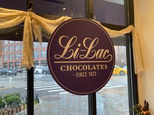Sign at Li-Lac Chocolates - Greenwich Ave in New York City