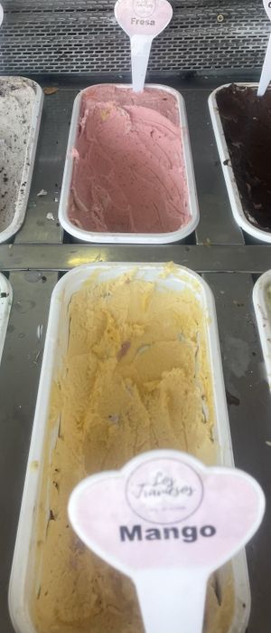 Strawberry and mango  at Los Traviesos Café Heladería in Cusco