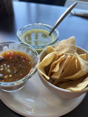 Salsas y totopos  at Vegetariano Dalia's Restaurante in Guadalajara