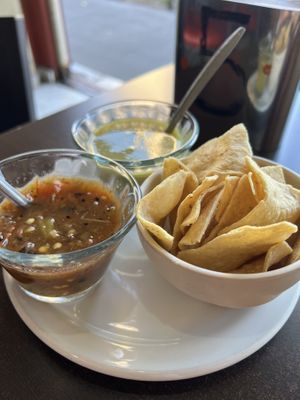 Salsas y totopos  at Vegetariano Dalia's Restaurante in Guadalajara