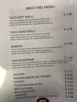 Menu at Encounters in Divernon