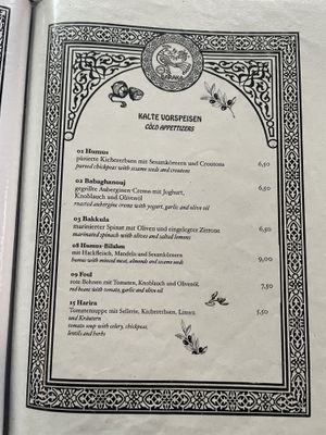 Menu  at Baraka in Berlin