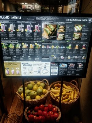Explicit menu at F&P Smoothie Cafe in Tokyo