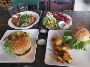 Ceasar salad, falafal and burgers at Terradan Pub in Ankara