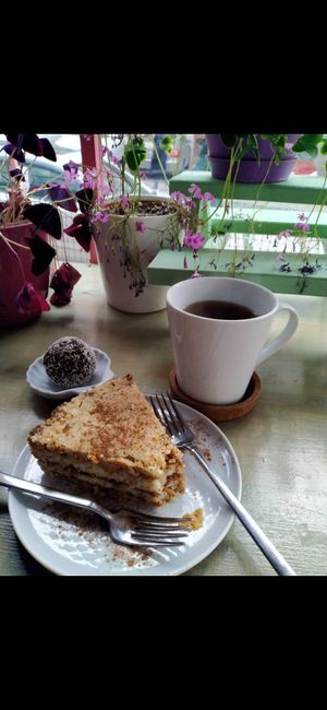 Apple cake and coconut ball at Terradan Pub in Ankara