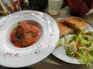 Meatballs and vegetable strudel at Terradan Pub in Ankara