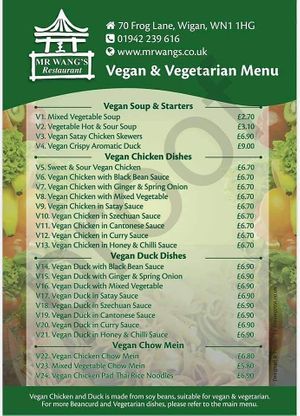 Menu! at Mr Wang's Restaurant in Wigan