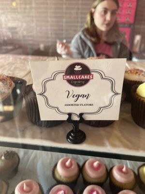 Vegan options labeled   at Smallcakes in Indianapolis