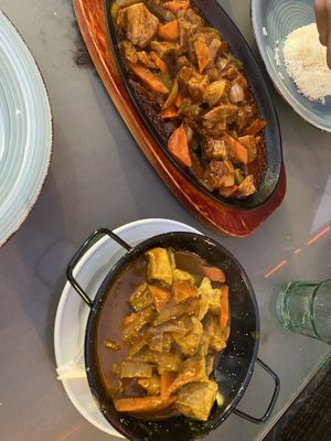 Curry with tofu and vegan duck with a spicy sauce   at Sunset Bay in Gran Canaria