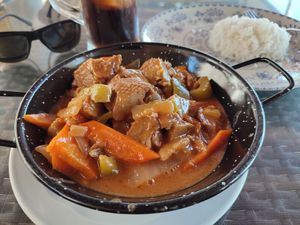 Vegan duck in satay sauce at Sunset Bay in Gran Canaria
