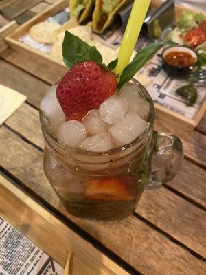 Strawberry & basil lemonade (it’s a sweet one) at Good Vibes in Gran Canaria