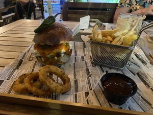 This burger is not vegan!  at Good Vibes in Gran Canaria