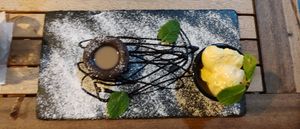 Baileys chocolate lava cake at Good Vibes in Gran Canaria