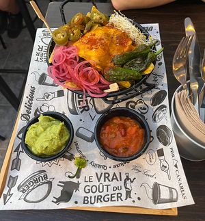 Nachos with vegan cheese and vegan “beef"  at Good Vibes in Gran Canaria