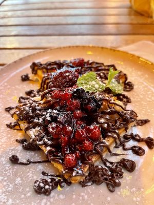 Desert waffle  at Good Vibes in Gran Canaria