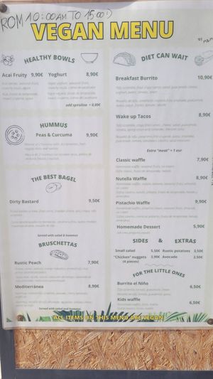 Vegan Menu at Good Vibes in Gran Canaria