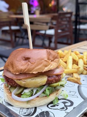 Old school burger   at Good Vibes in Gran Canaria