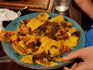 Vegan nachos, half consumed! Lol at 2312 Garrett in Drexel Hill