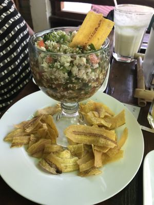 Start your meal with the entrée of your choice! Beautiful, good and vegan !  at Albedrío in Tegucigalpa